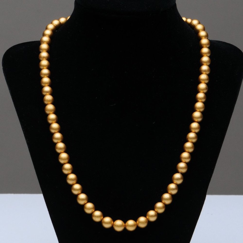 Golden Wood Bead Vintage Necklace
